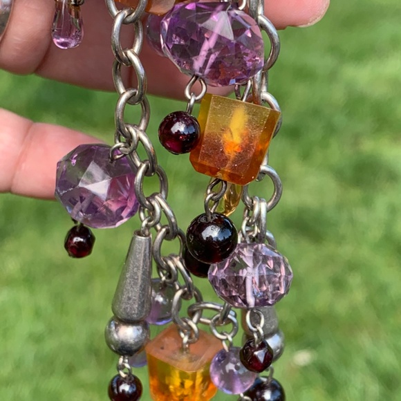 VINTAGE CHARM BRACELET HEART AMETHYST AMBER GARNET 925 STERLING SILVER UNIQUE - Picture 12 of 16